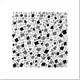 Broken Tiles Mosaic Pattern Black and White Color Background GC-120-9 Posters and Art